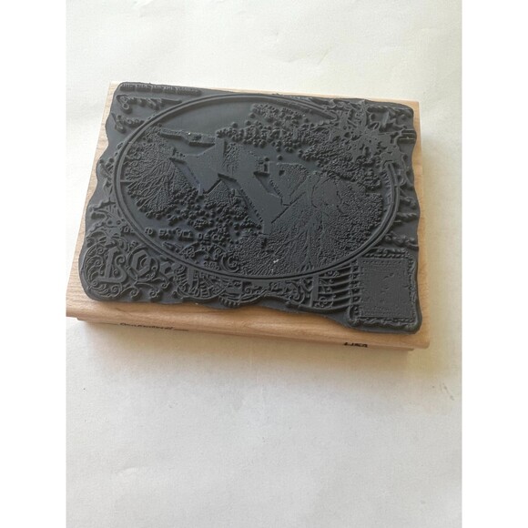 STAMPENDOUS wooden clear stamps R143-Snowy Postcard Rubber Stamp - Picture 3 of 4